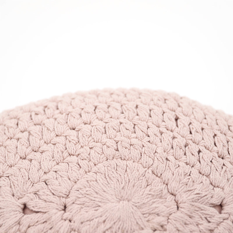 Nude pink feather Bohemian Crochet Cushion