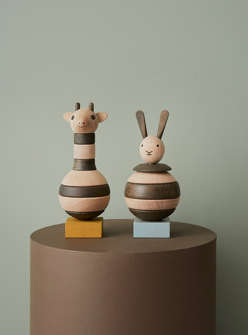 Wooden Stacking Rabbit - Nature / Dark Wooden Toy OYOY 