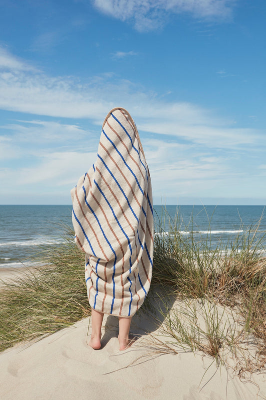 Raita Hooded Towel - Caramel / Ice Blue Towel OYOY 