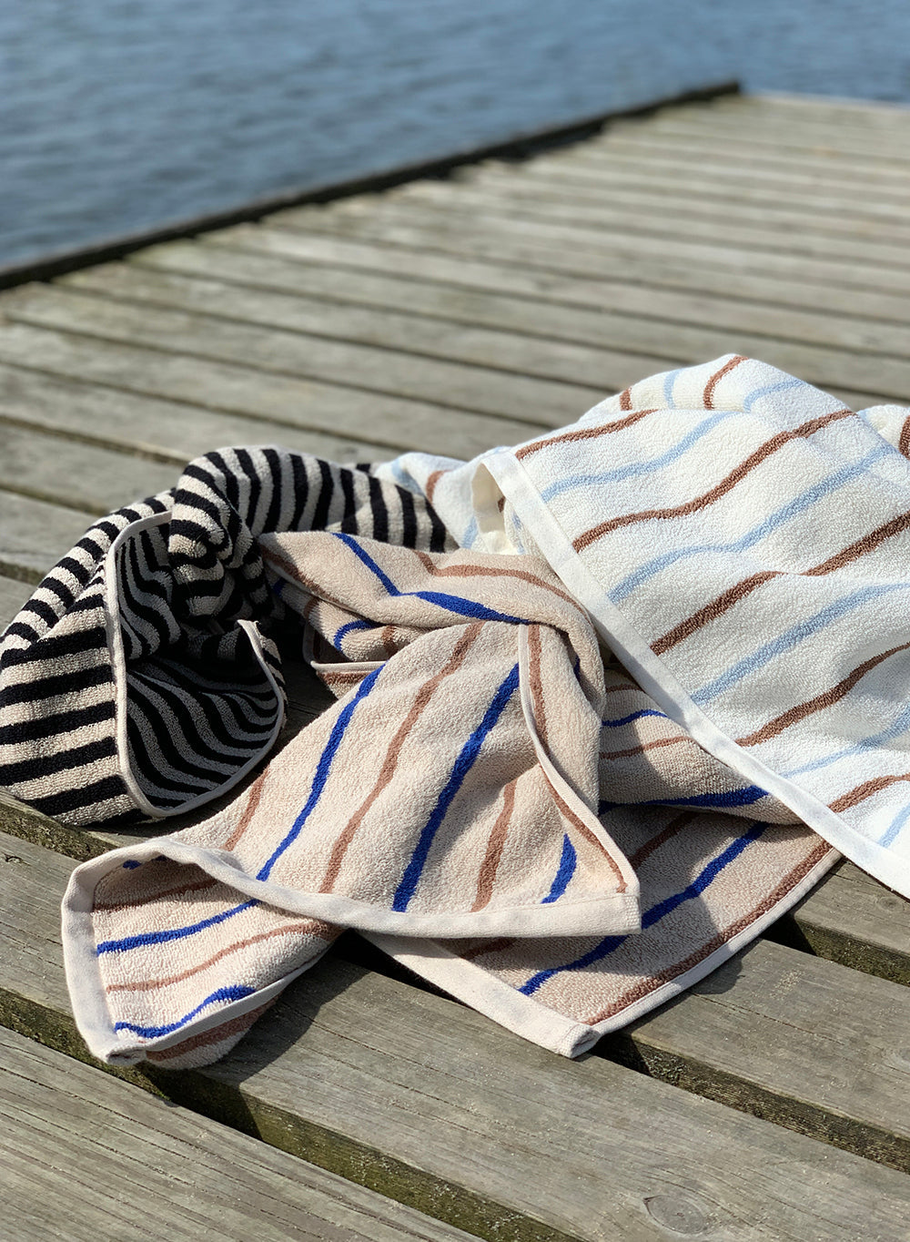 Raita Towel - 70x140 cm - Caramel / Optic Blue Towel OYOY 