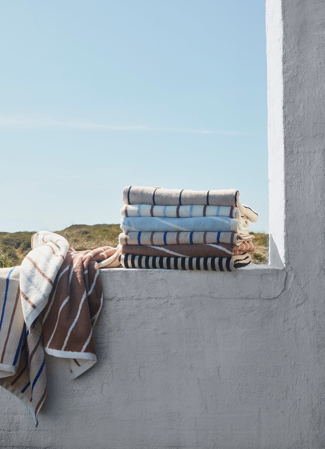 Raita Towel - 70x140 cm - Caramel / Optic Blue Towel OYOY 