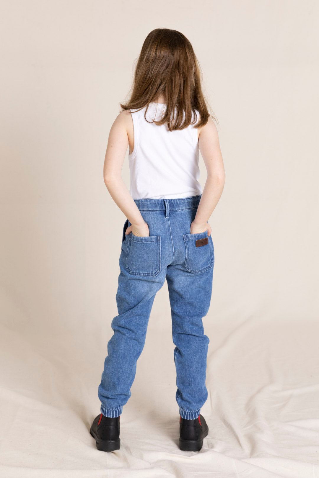 SKATER Medium Blue - Elasticed Bottom Chino Fit Pants