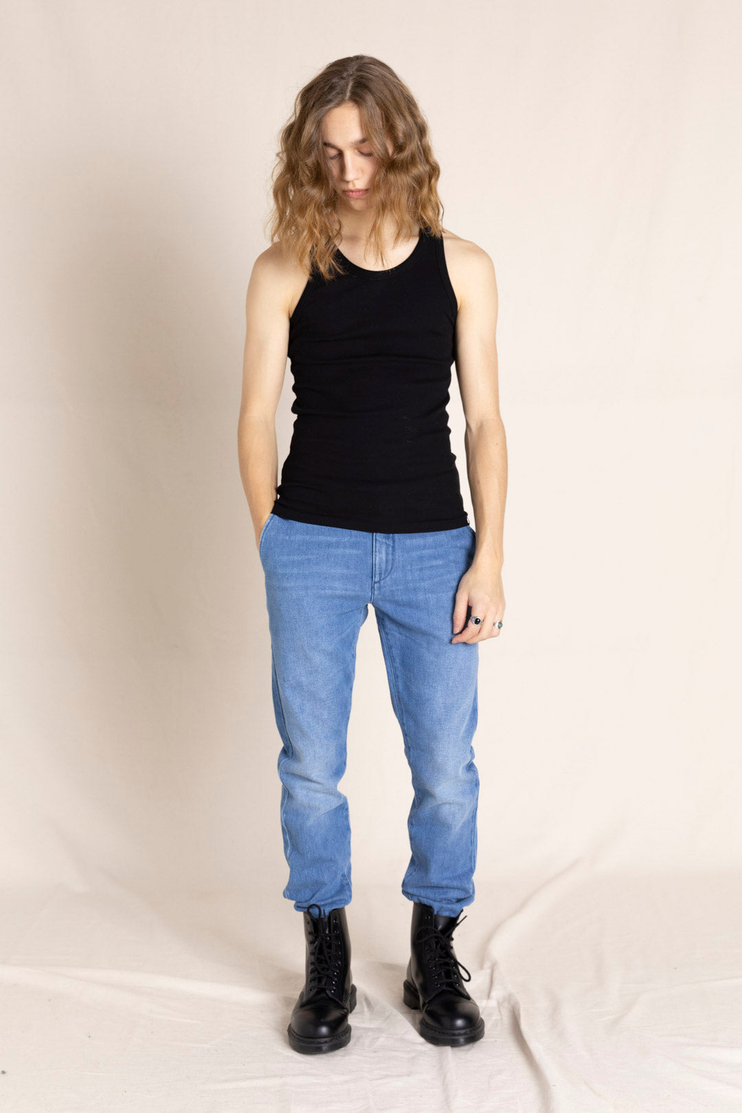 SKATER Medium Blue - Elasticed Bottom Chino Fit Pants | Women