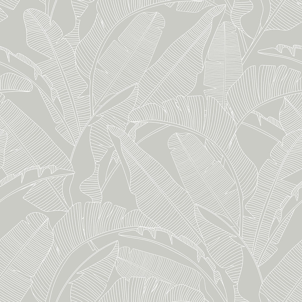 CLASSIC big palm leaves gray Wallpaper