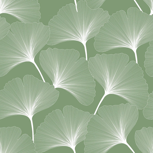 CLASSIC big gingko pattern green Wallpaper