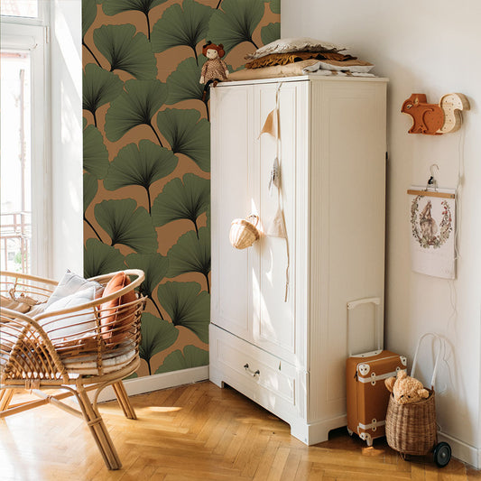 CLASSIC big gingko pattern colors Wallpaper