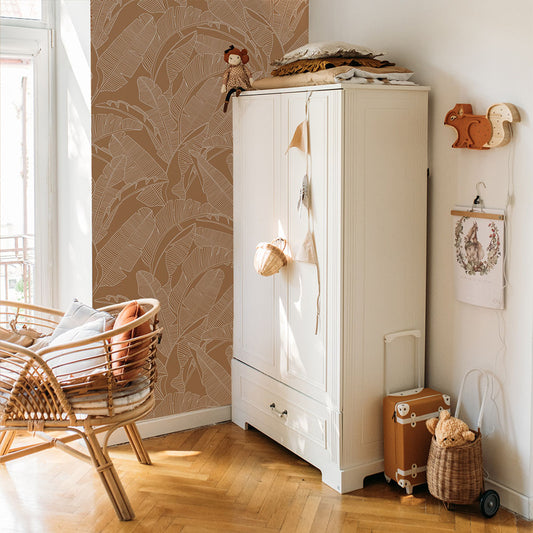 CLASSIC big palm leaves cinnamon Wallpaper