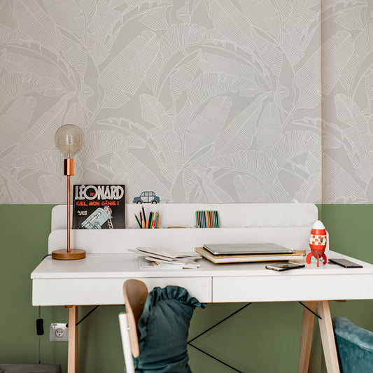CLASSIC big palm leaves gray Wallpaper