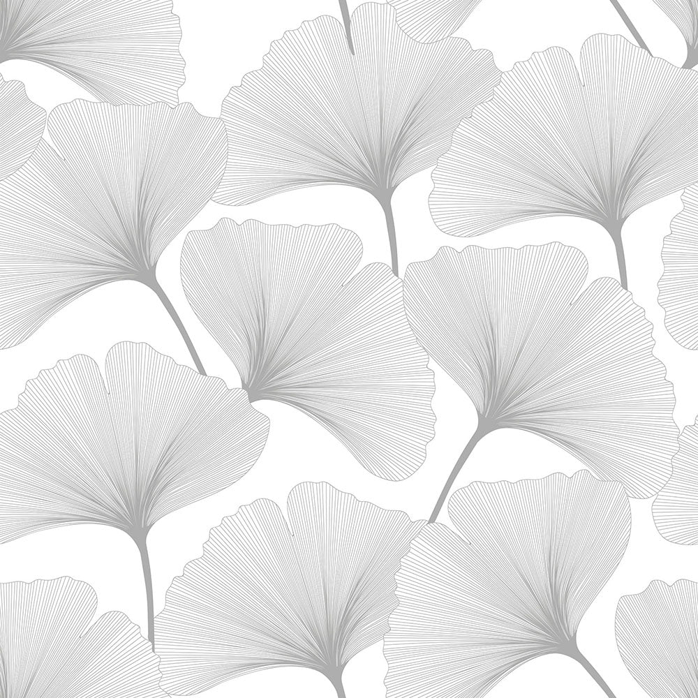 CLASSIC big gingko pattern white Wallpaper
