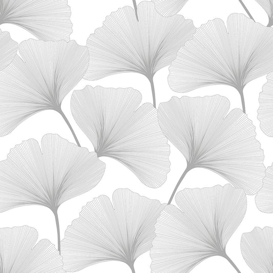 CLASSIC big gingko pattern white Wallpaper