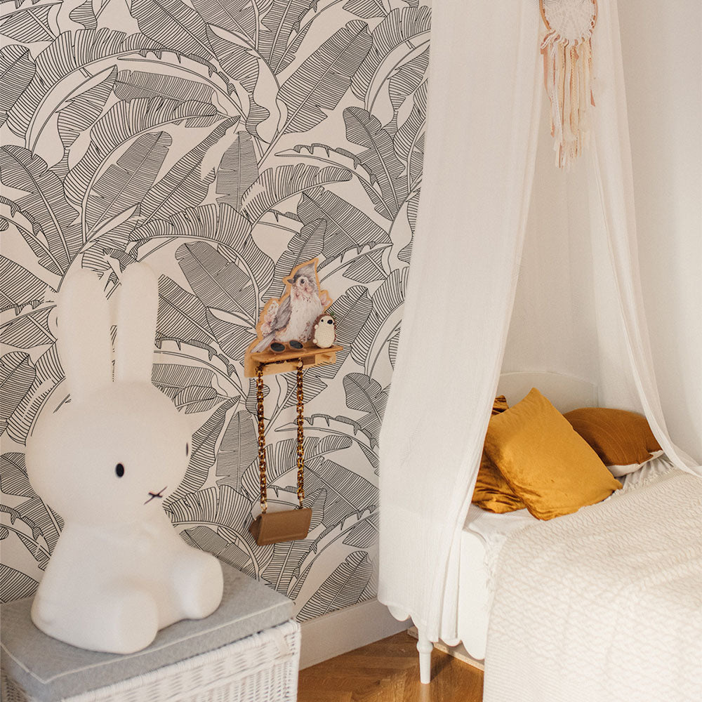 CLASSIC big palm leaves b&w Wallpaper