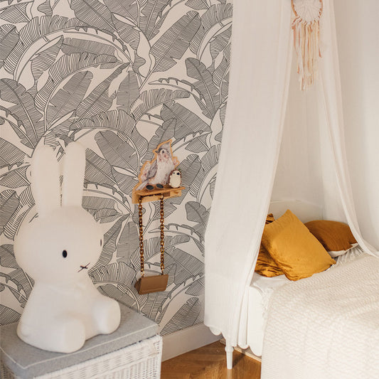 CLASSIC big palm leaves b&w Wallpaper