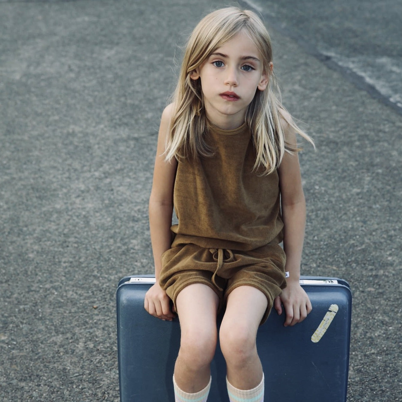 Towelling Playsuit: Breen