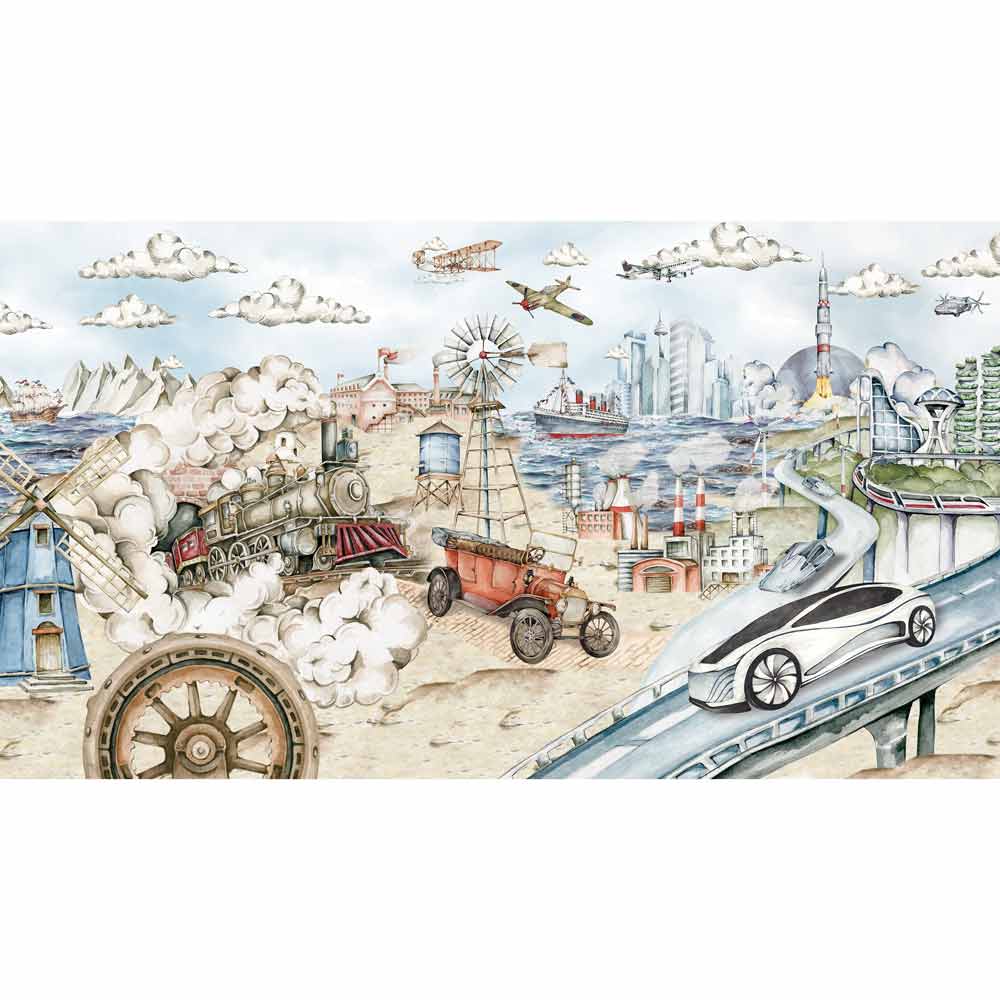 Industrial Evolution Wallpaper / From Past to Future - 300cm