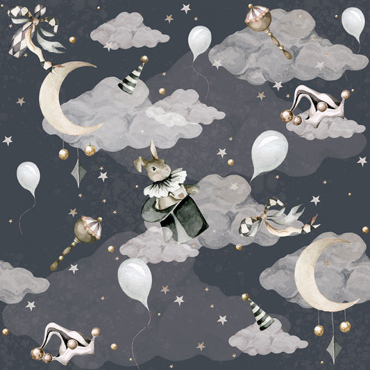 Magic celebration - gray blue / Toys from the attic Wallpaper