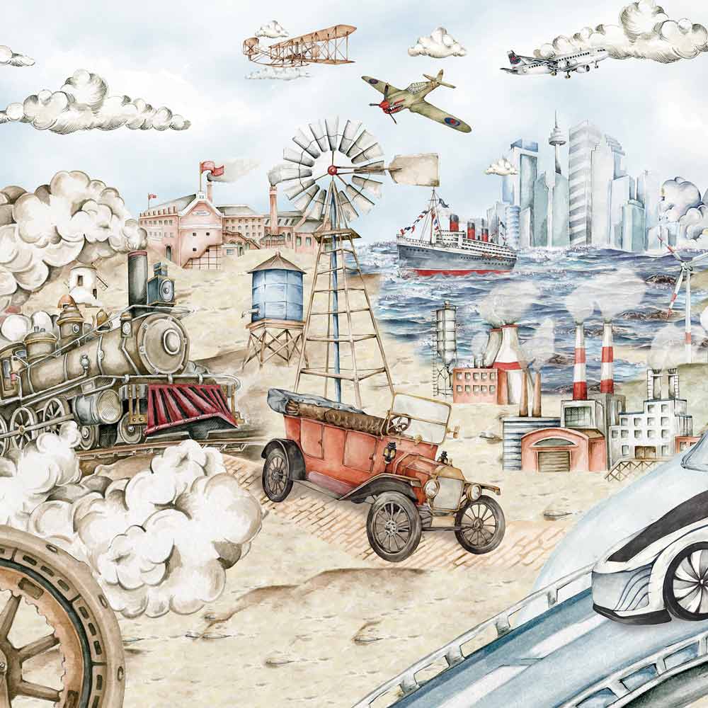 Industrial Evolution Wallpaper / From Past to Future - 300cm