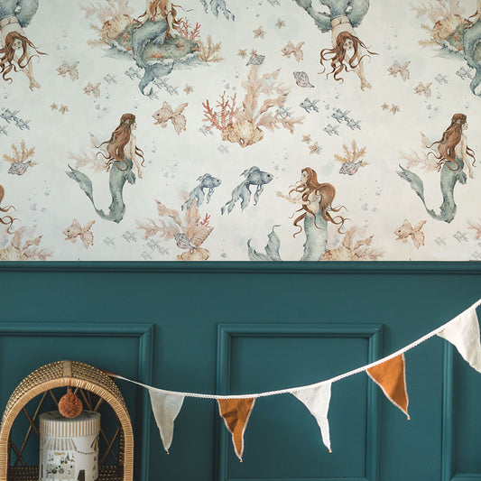 Mermaids in Waves Light wallpaper