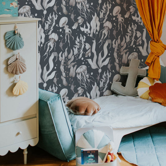 Magic of the Ocean Navy Blue BIG wallpaper