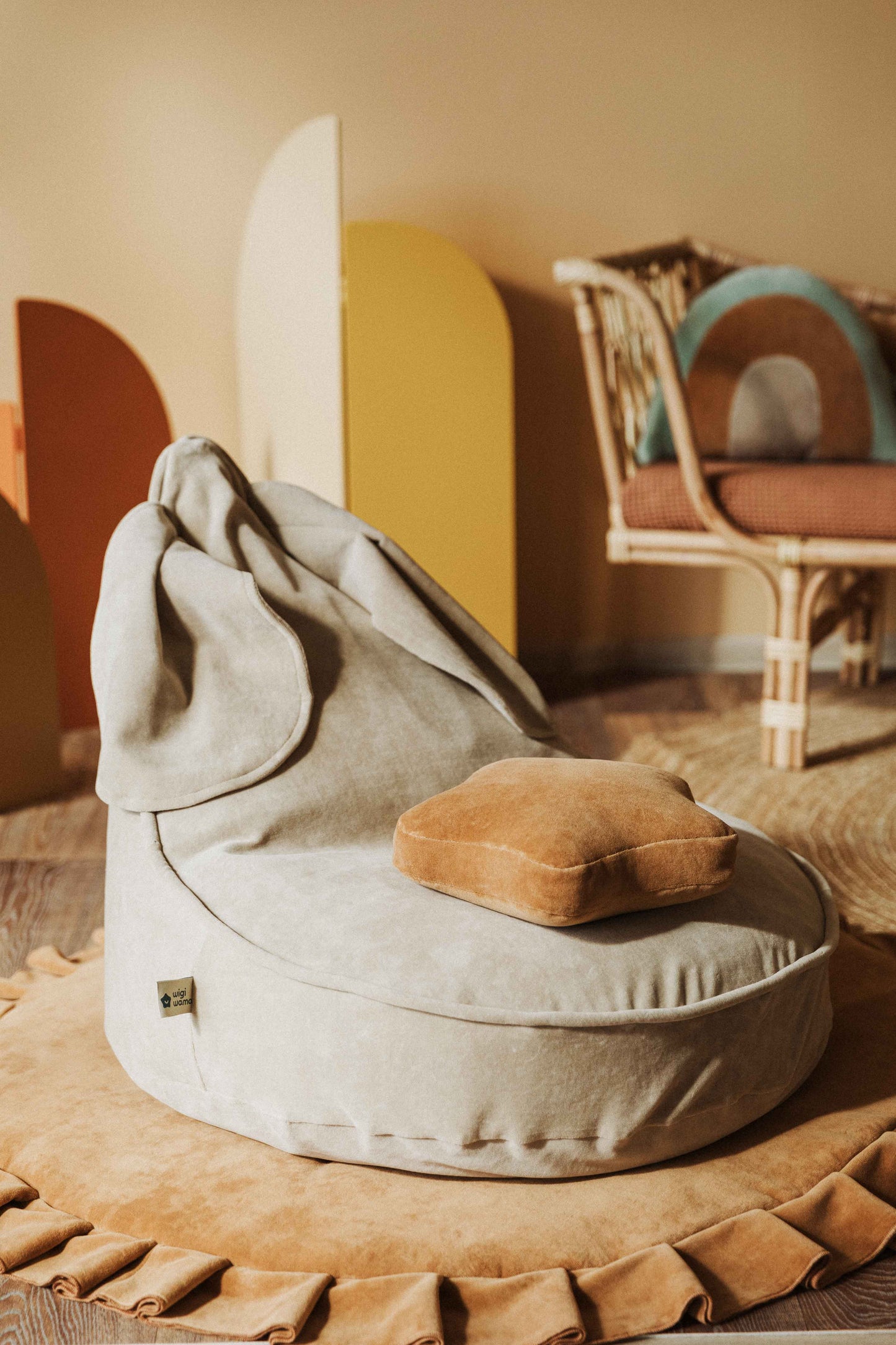 Velvet Beige Bunny Beanbag Beanbag Wigiwama 