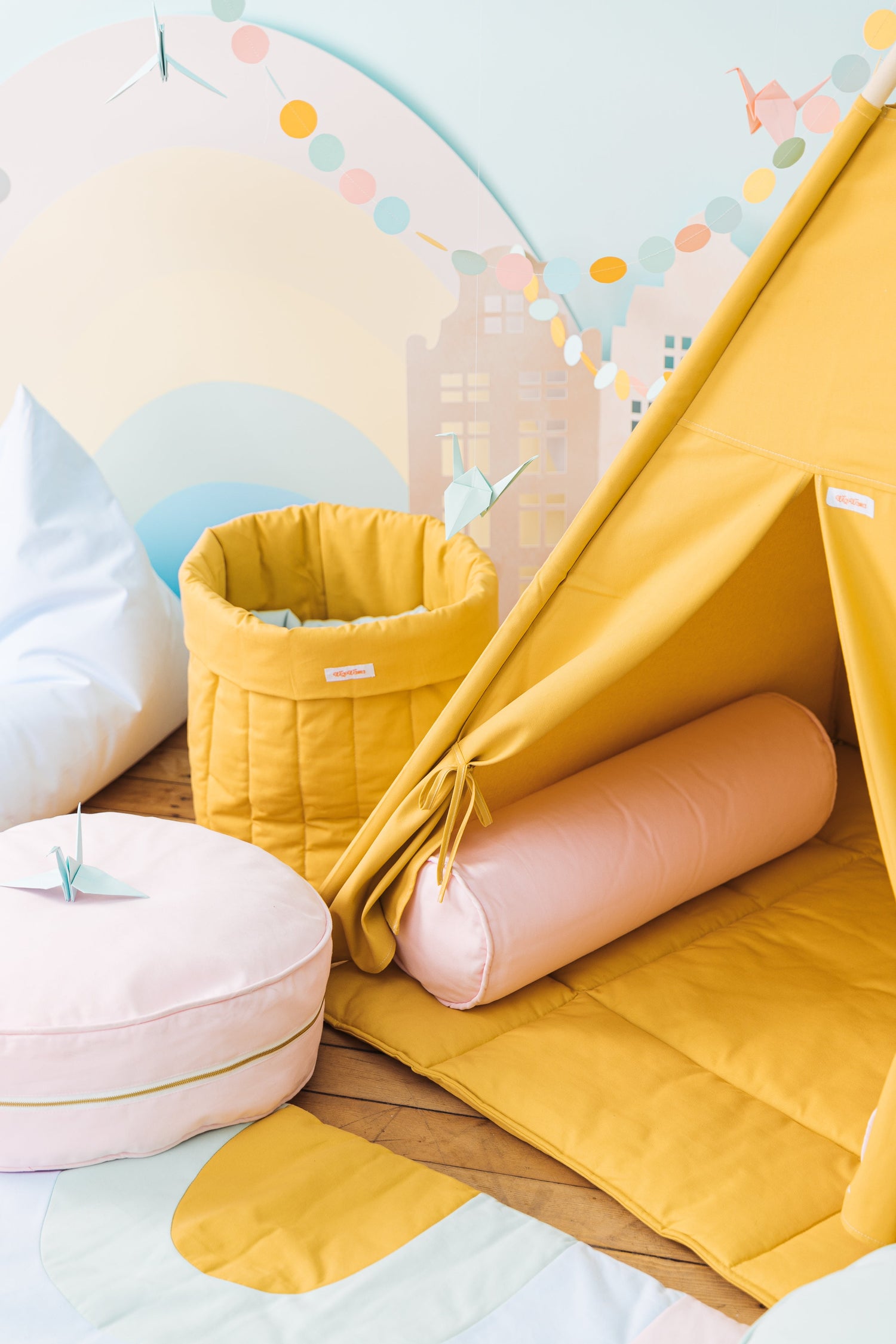 Plain Sunny Mustard Toy Bag Storage Wigiwama 