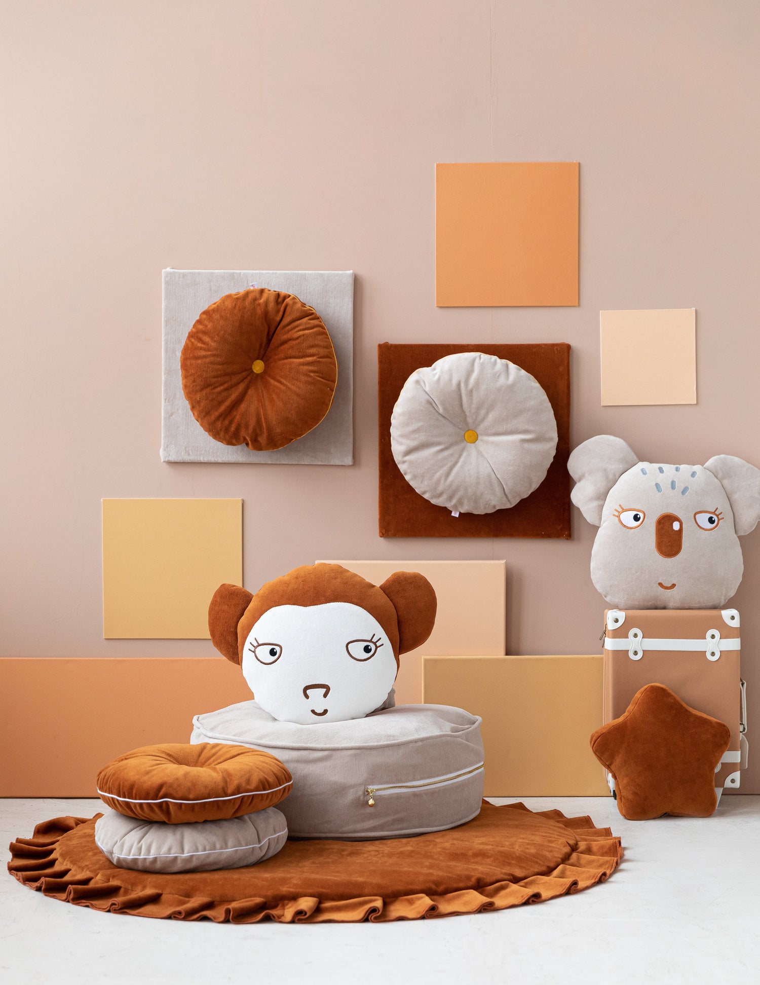 Velvet Beige Ottoman Beanbag Wigiwama 