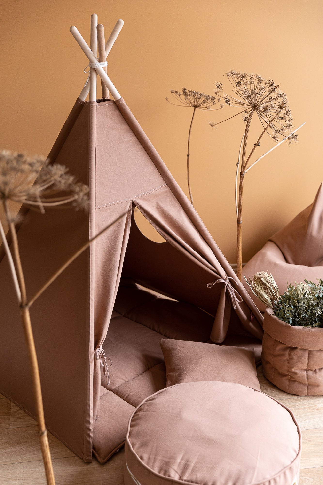 Plain Warm Beige Teepee Set Teepees Wigiwama 