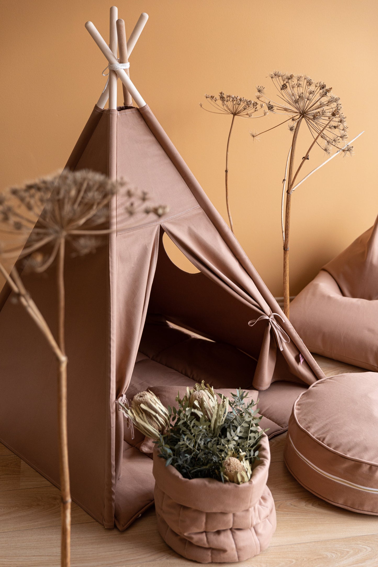 Plain Warm Beige Toy Bag Storage Wigiwama 