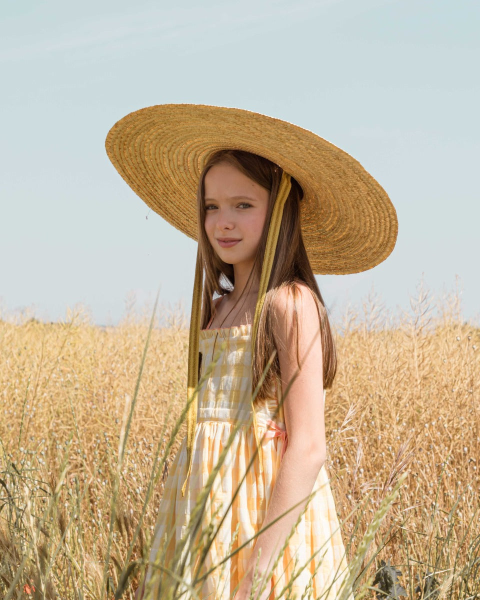 Ada Dress in Vichy Yellow Dresses Cosmosophie 