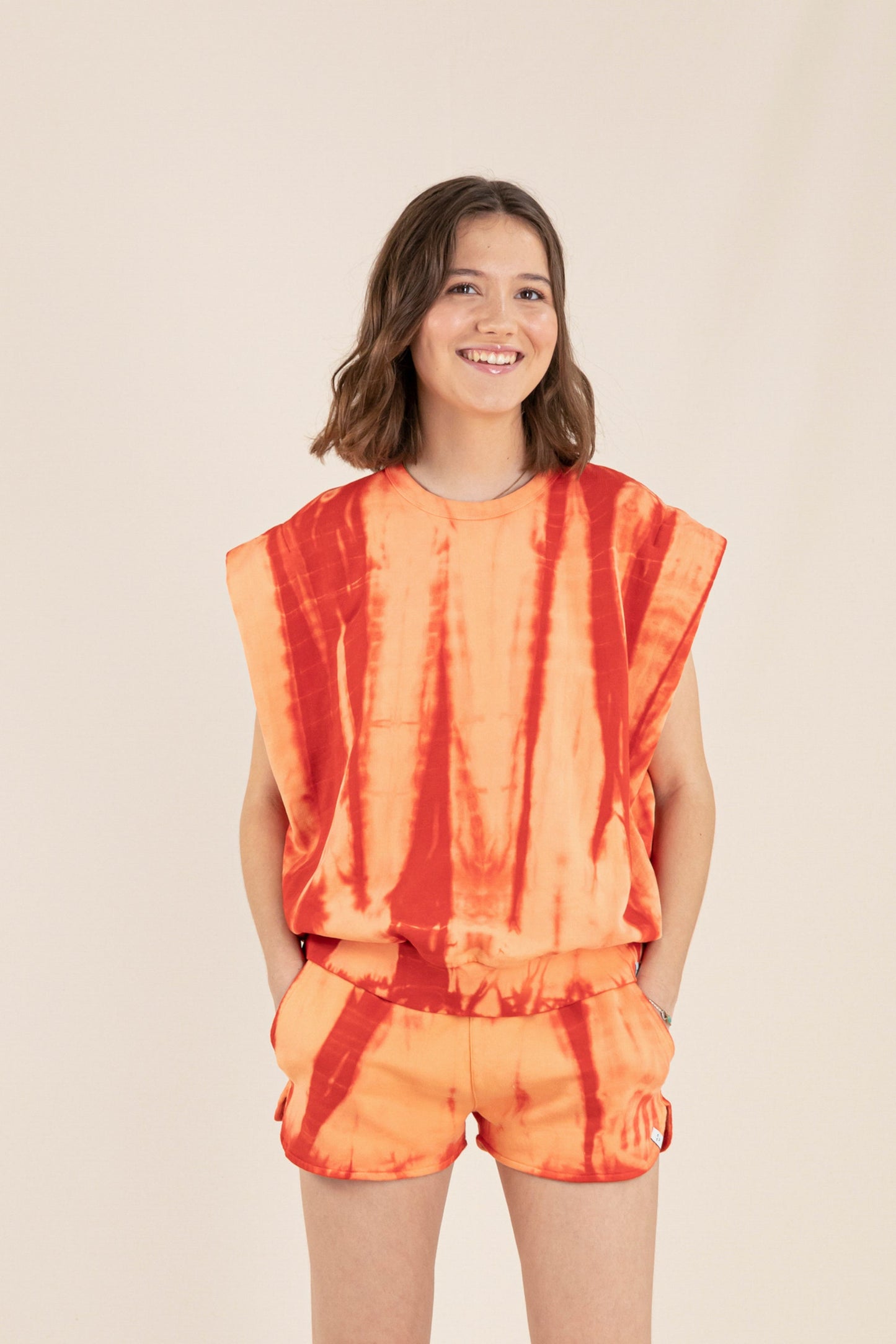 CAROL Coral Tie & Dye - Rounded Effect Sweater