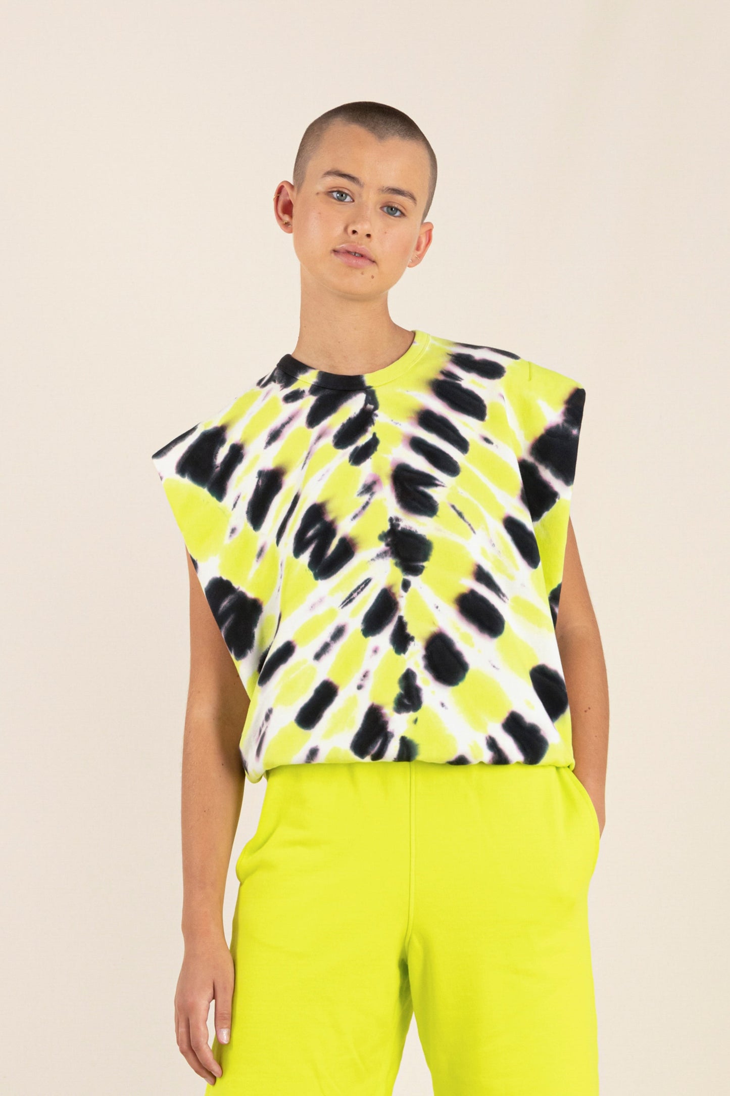 CAROL Fluo Lime Splash - Rounded Effect Sweater