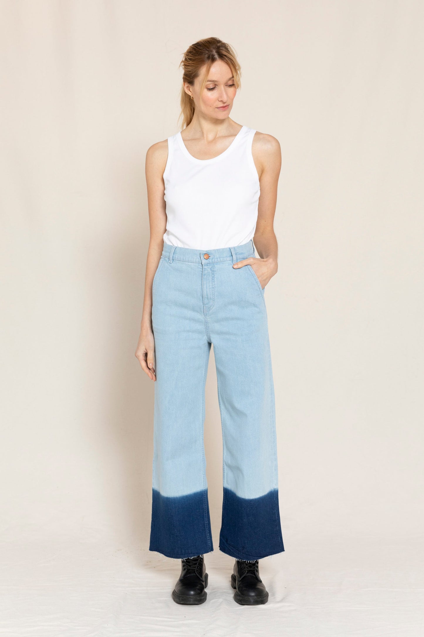 CHARLIE Super Bleached Bicolor - Loose Fit Cropped Jeans