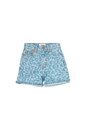 CHERRYL Light Blue Denim Leopard - High Waist 5-Pocket Shorts | Women