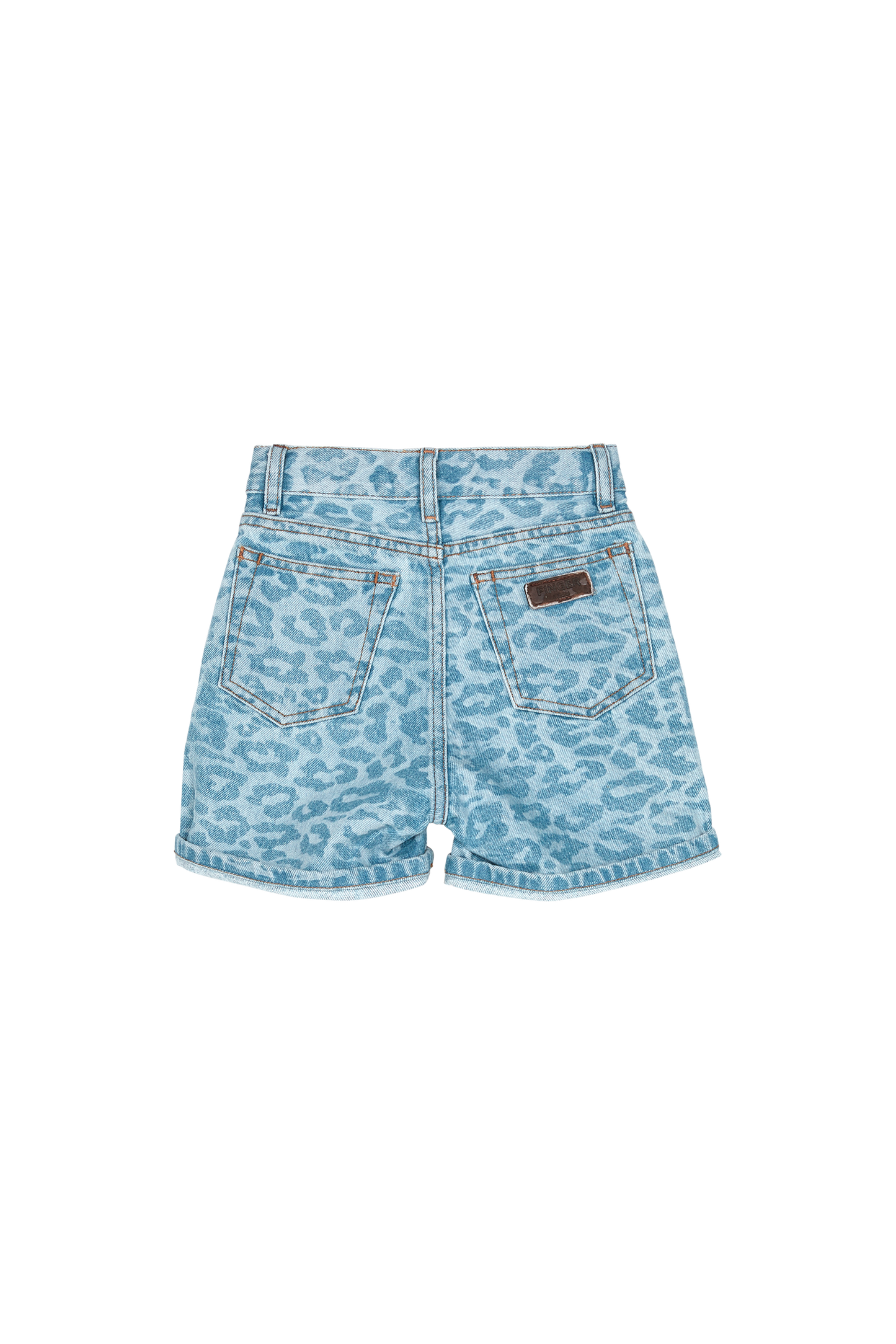 CHERRYL Light Blue Denim Leopard - High Waist 5-Pocket Shorts | Women