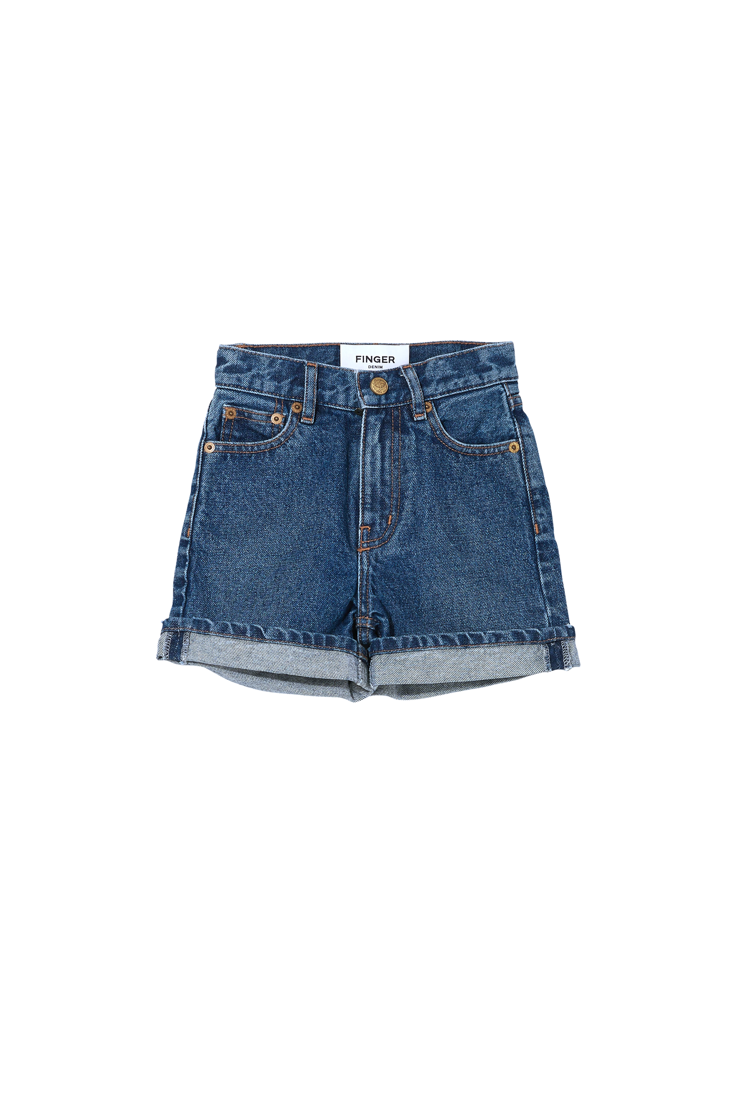 CHERRYL Medium Blue - High Waist 5-Pocket Shorts
