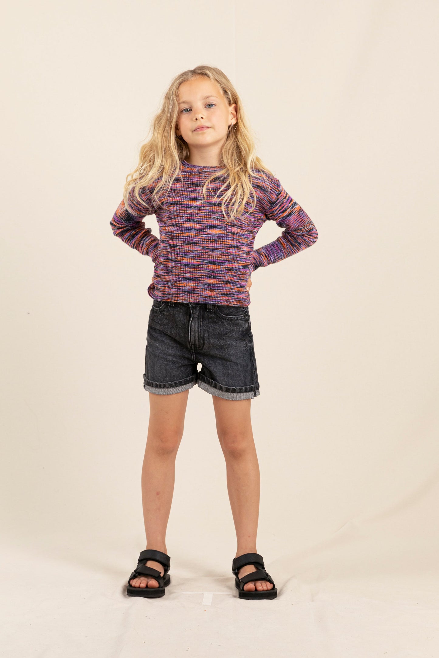 CHERRYL Snow Black - High Waist 5-Pocket Shorts