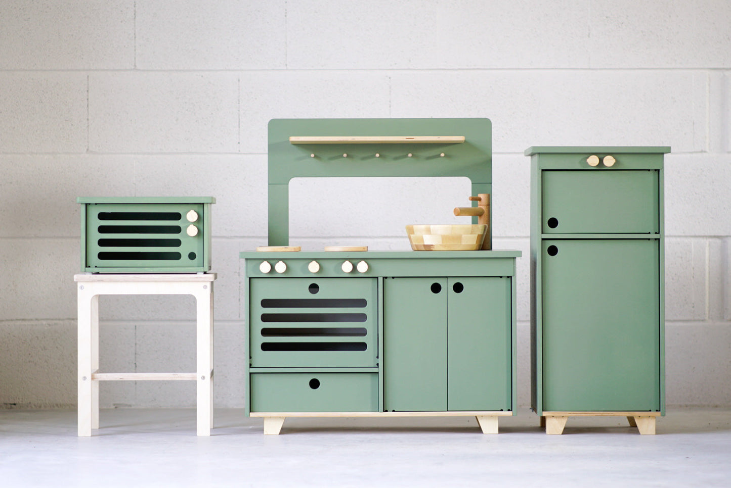 Dusty Green Wooden Play Kitchen Kids Room Furniture Midmini 