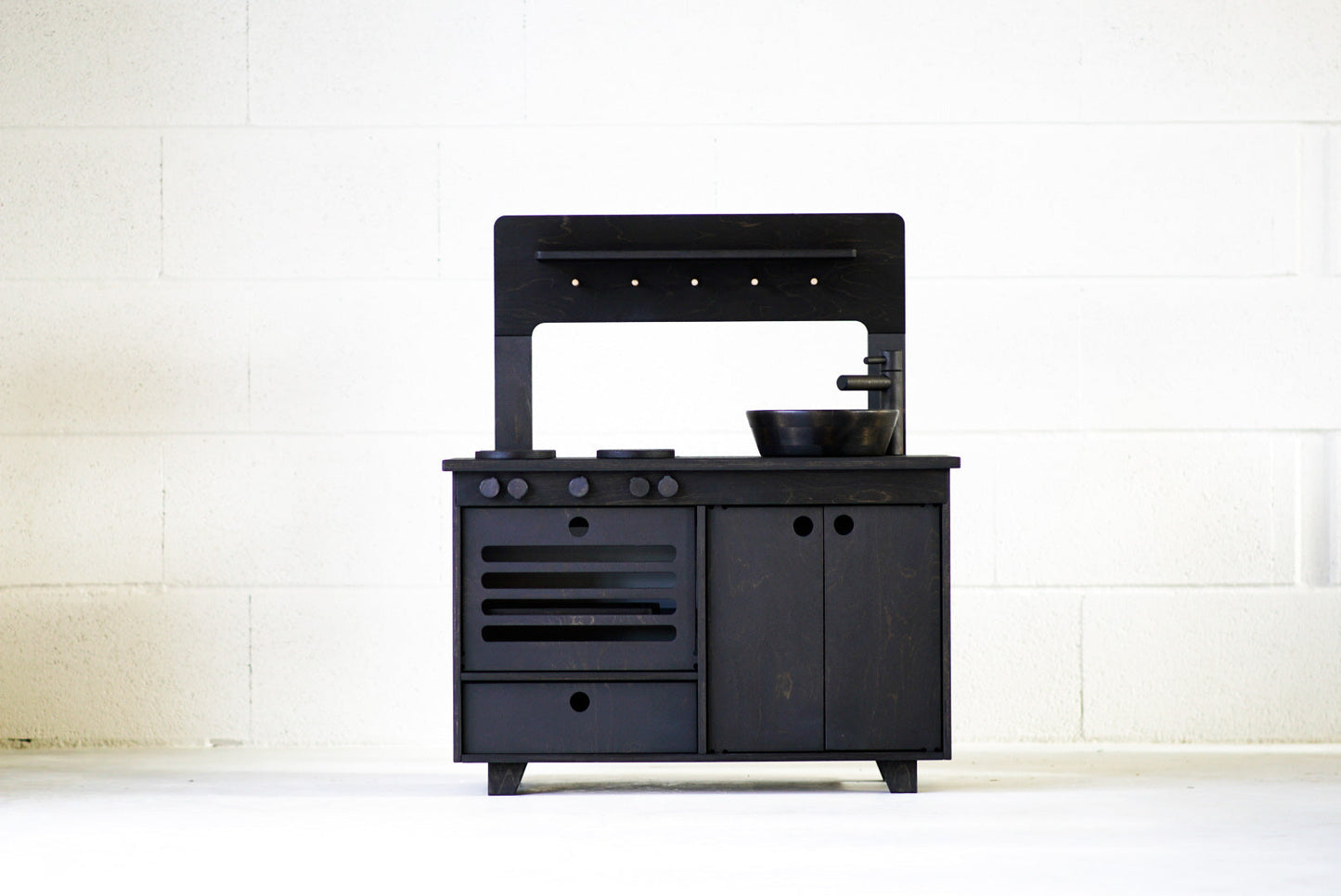 Raven Black Wooden Play Kitchen Kids Room Furniture Midmini 