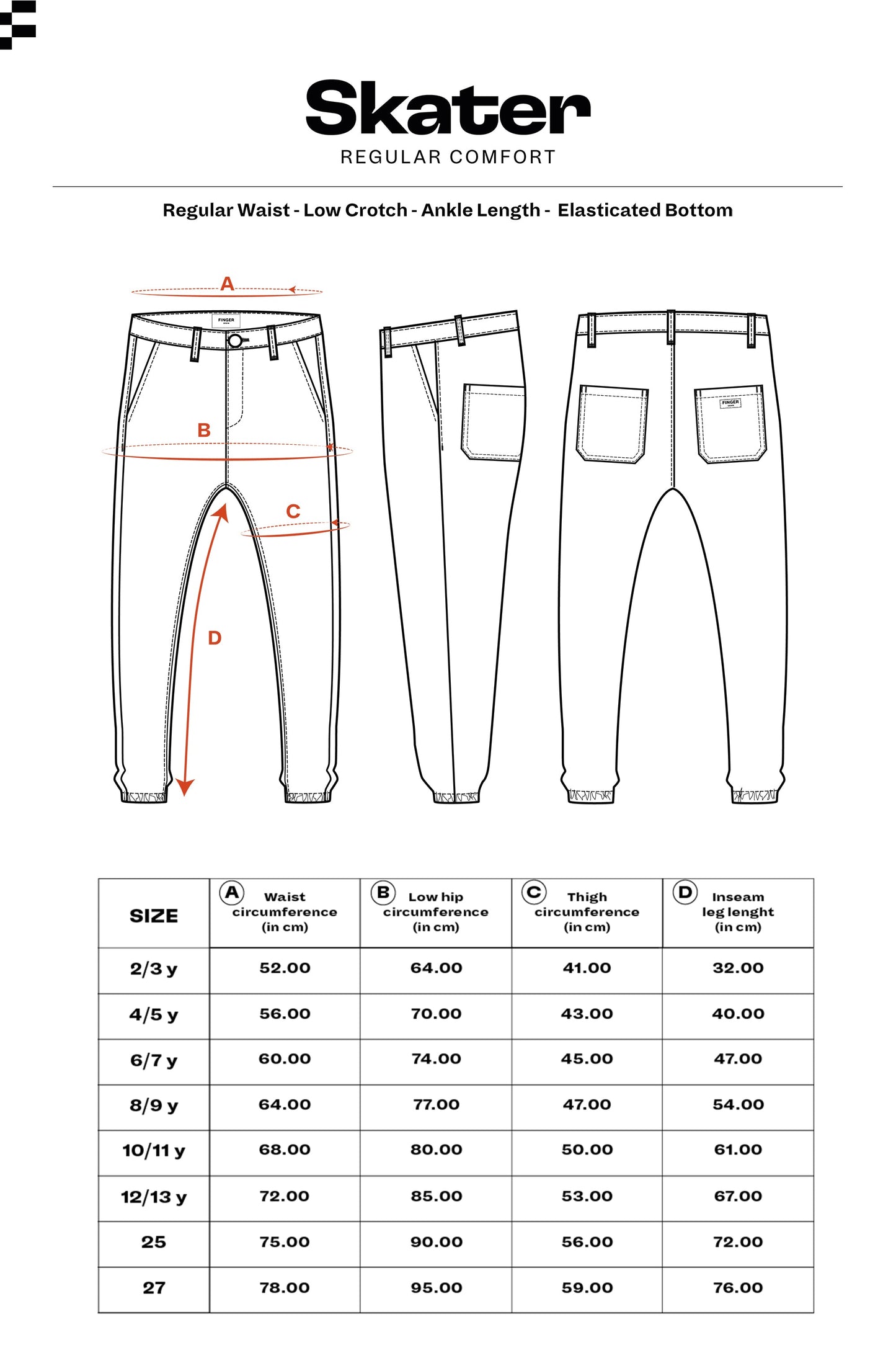SKATER Medium Blue - Elasticed Bottom Chino Fit Pants