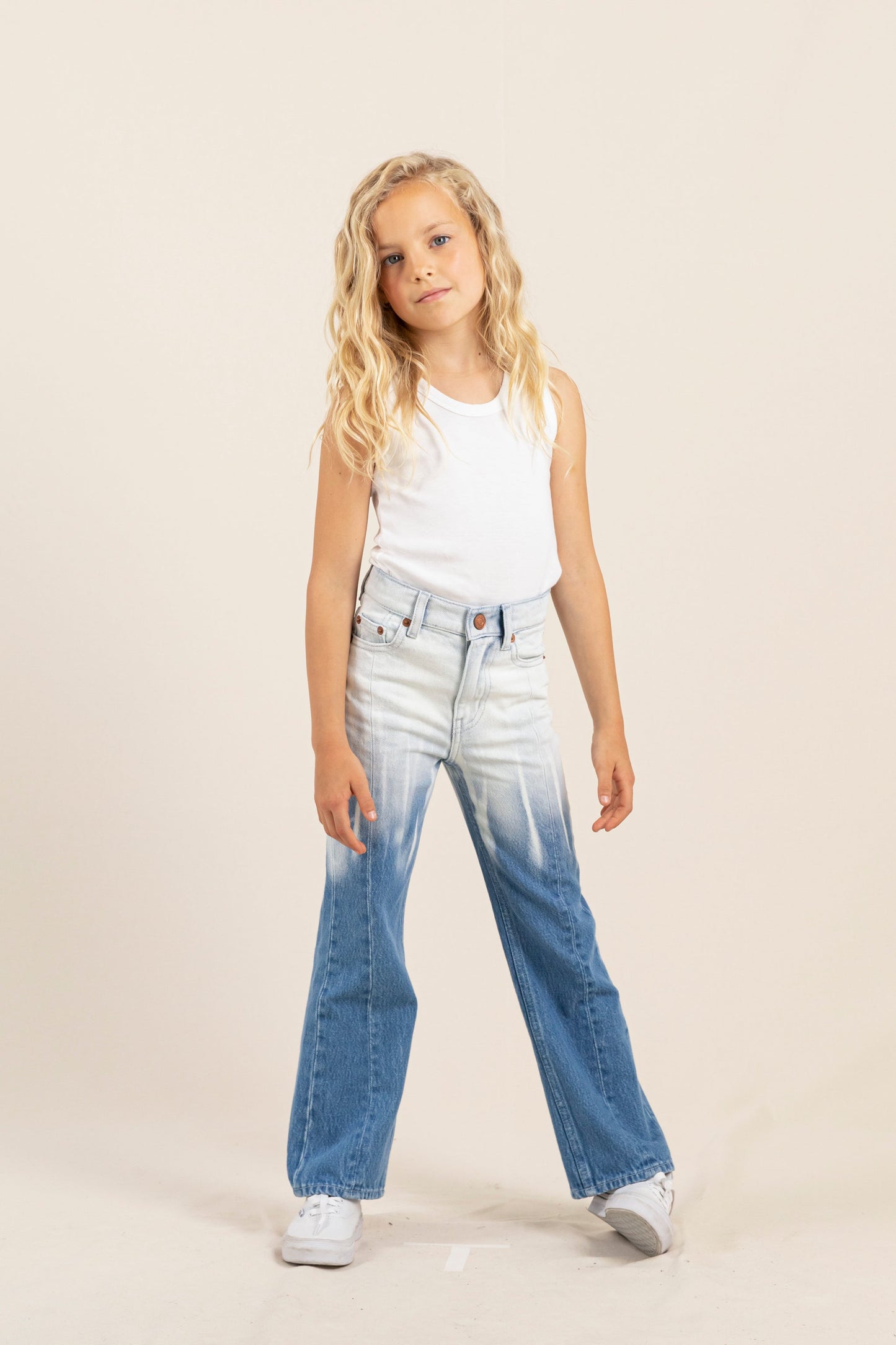FIONA Bleached Blue Dip Dye - Flare Fit Jeans