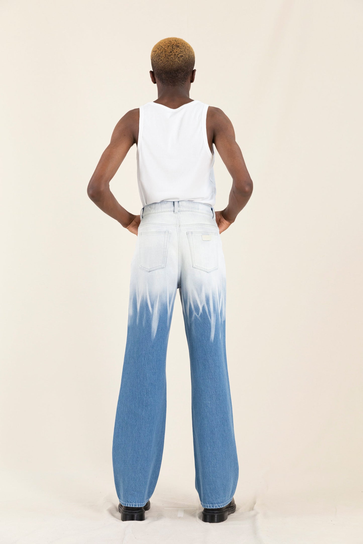 FIONA Bleached Blue Dip Dye - Flare Fit Jeans