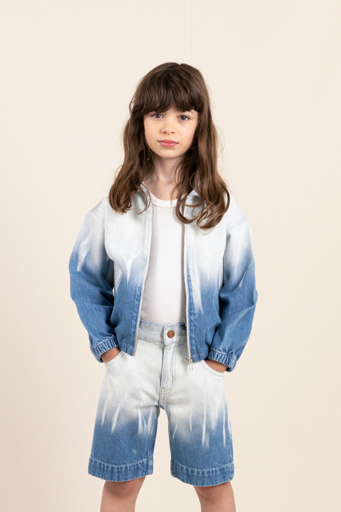 FLAME Bleached Blue Dip Dye - Oversized Fit Denim Jacket