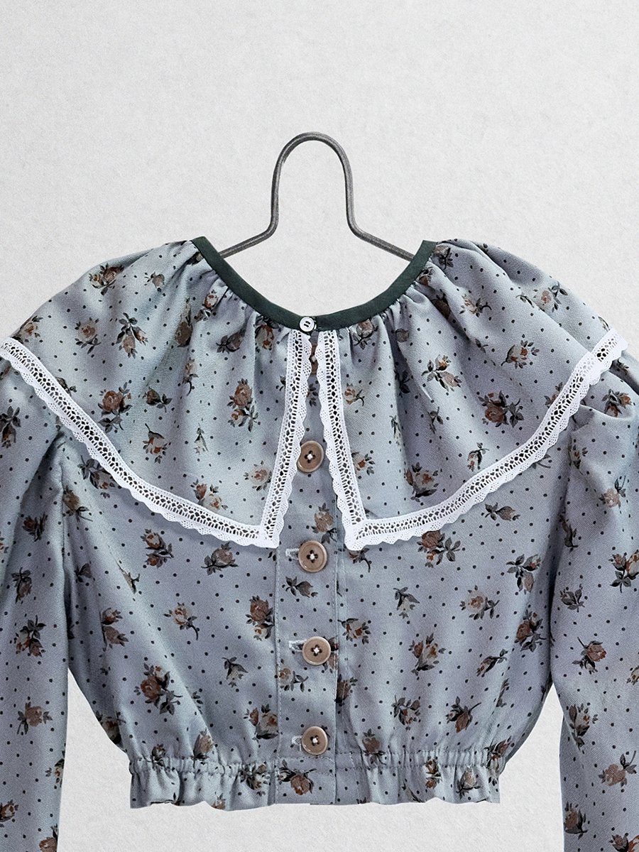 The Ginger Top - Blue Crepe Tops Five of us Solid collar 3 years 