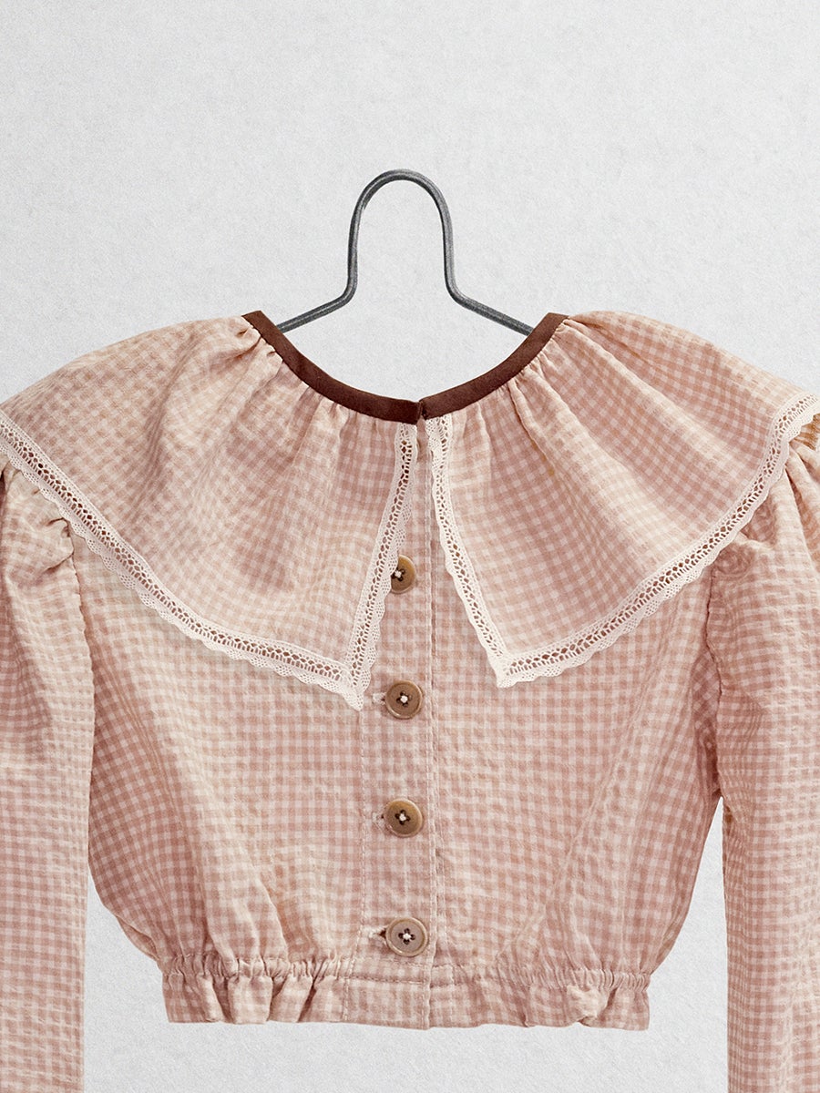 The Ginger Top - Pink Seersucker Tops Five of us Solid collar 3 years 
