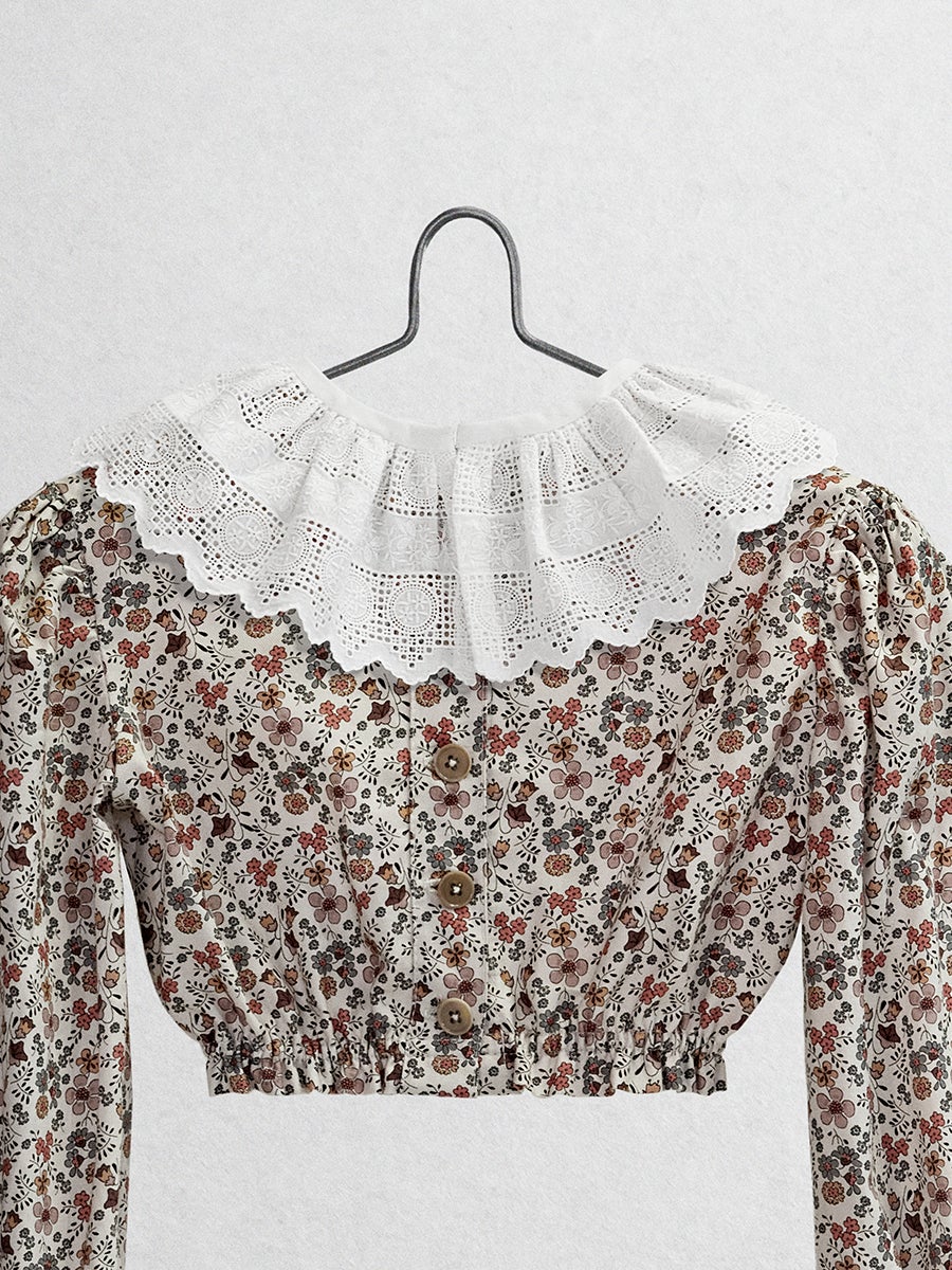 The Ginger Top - Viyella Tops Five of us Lace collar 3 years 