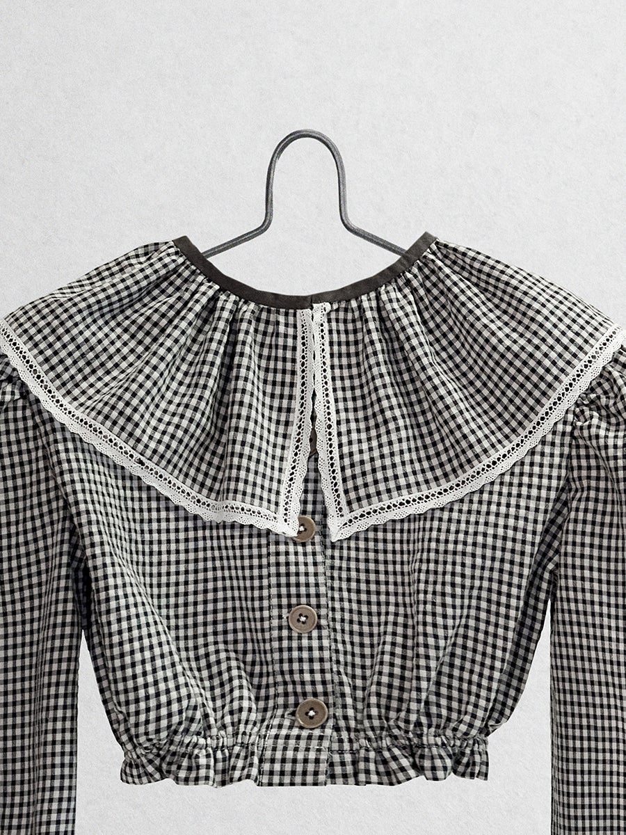 The Ginger Top - Black Seersucker Tops Five of us Solid collar 3 years 