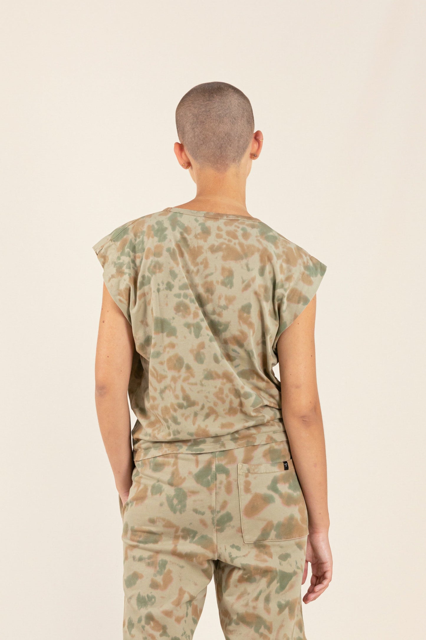 HALEY Khaki Tie & Dye - Sleeveless T-shirt | Women