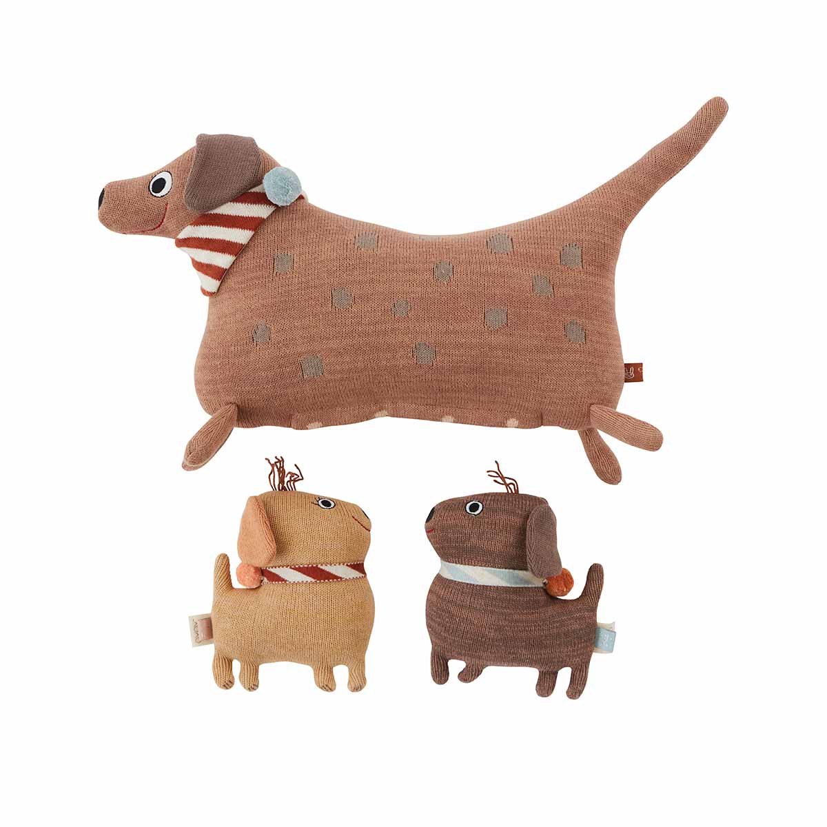 Hunsi Dog with two puppies Coco & Max - Multi Soft Toys OYOY 