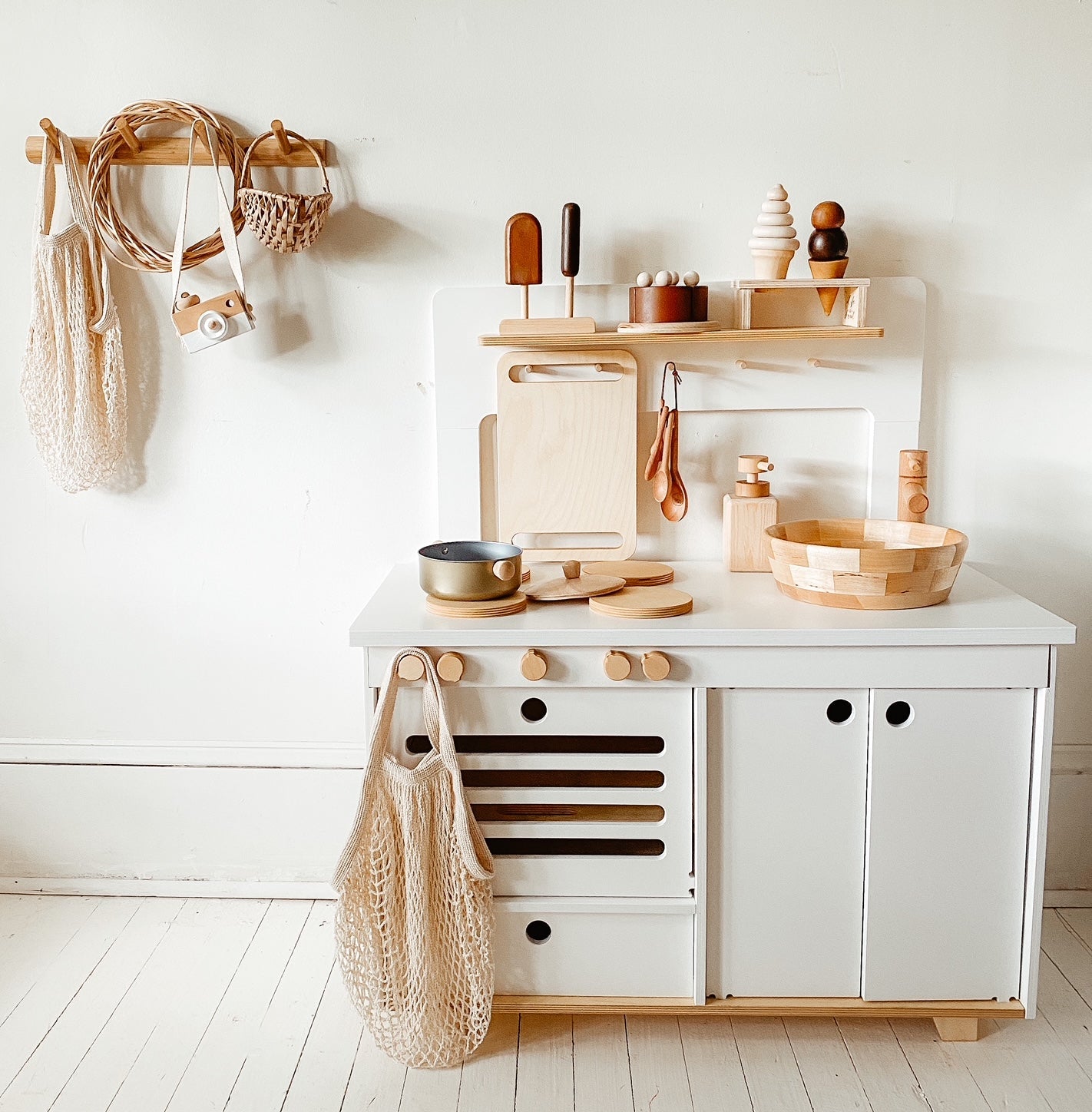 Milk Wooden Play Kitchen Kids Room Furniture Midmini 