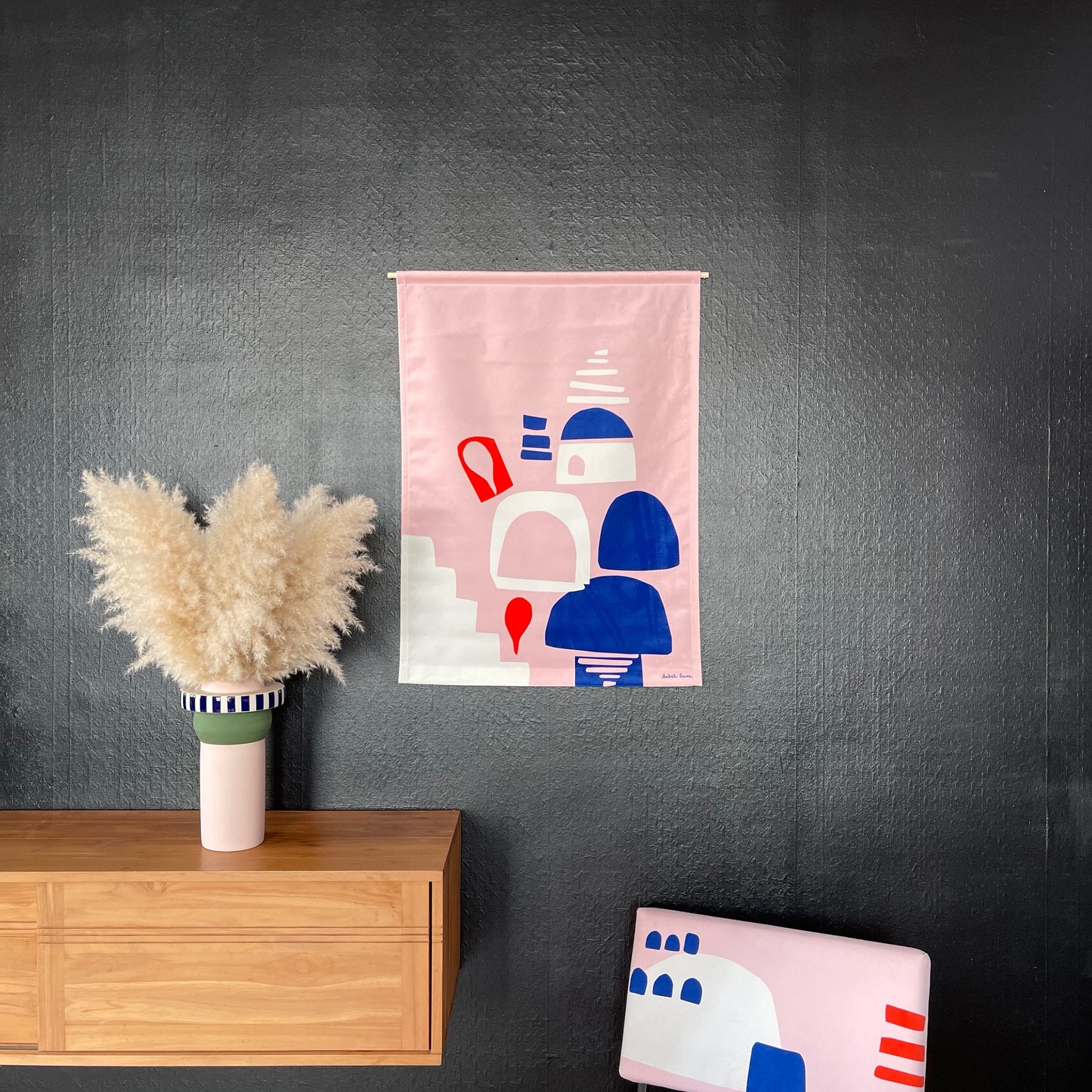 Wall Hanging Babylone Pink Village Wallart Babel Brune 