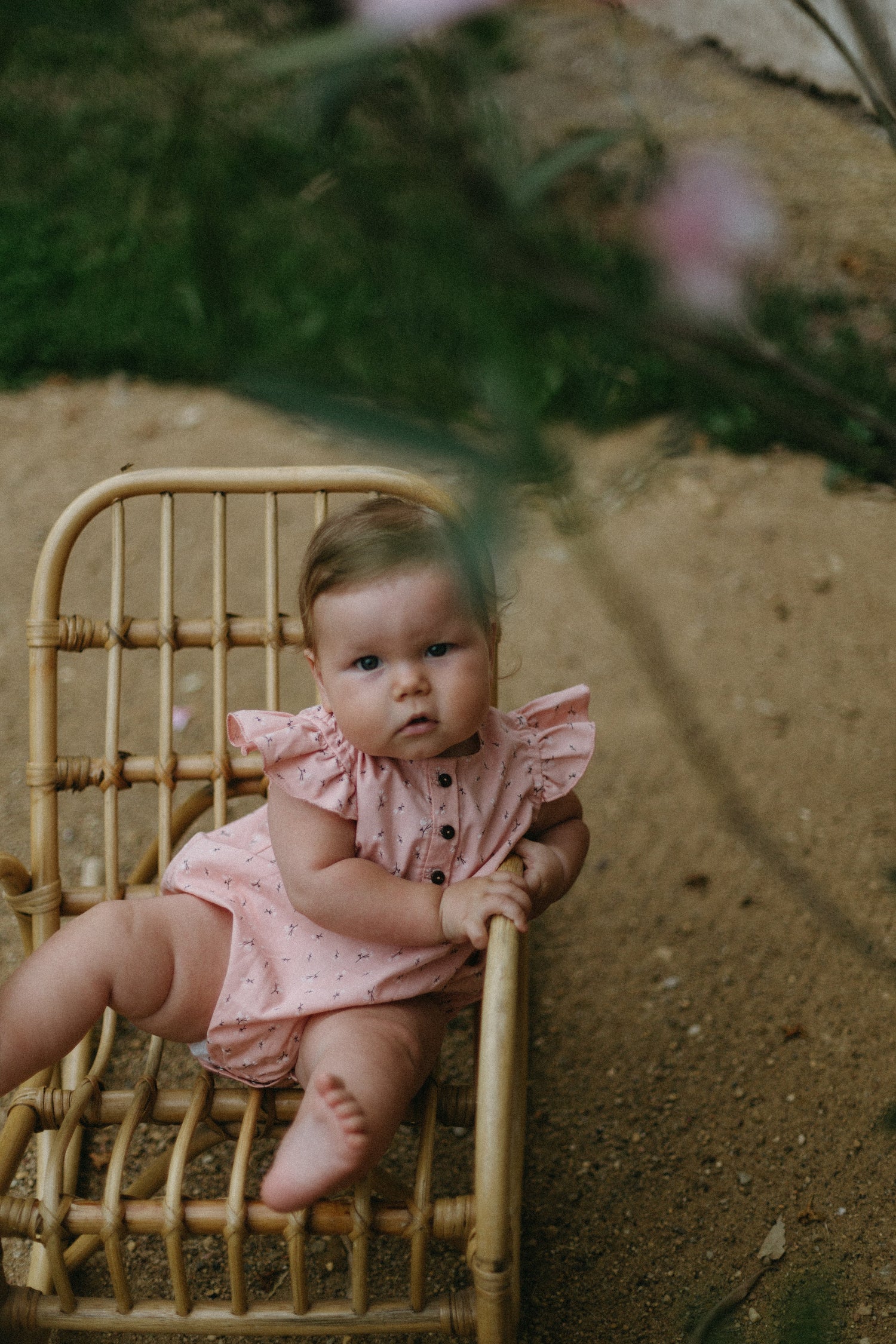 Pink babies' romper with flowers Baby Grows Tiny Bunny 